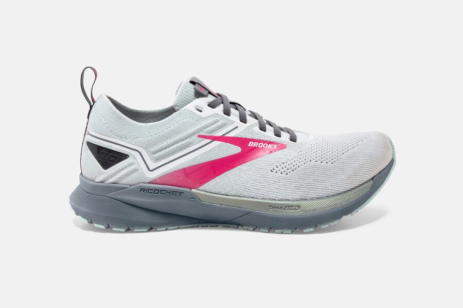 Brooks Women's Ricochet 3 Road Running Shoes White/Ice Flow/Pink ( IATZM0342 )